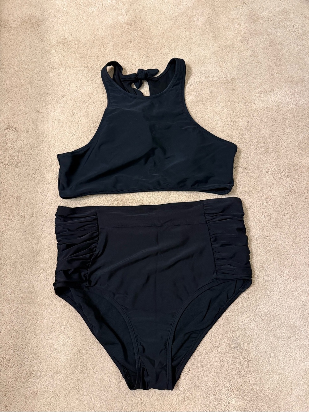 Vera Wang Black High-Neck Two-Piece Bikini Set